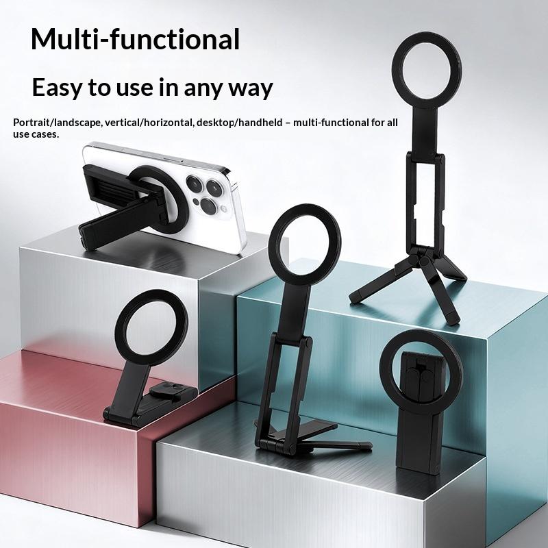 8mm Ultra Thin Magnetic Phone Stand Foldable Tripod Adjustable Angle Desktop Cellphone Holder