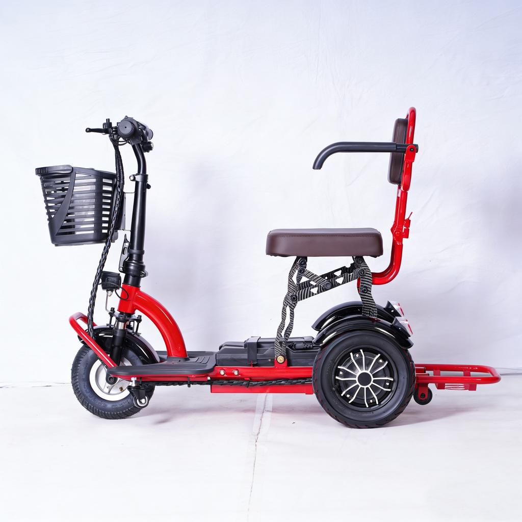 Prenosný 3-kolesový ELEKTRICKÝ MOBILNÝ SKÚTER, Skladacia pomôcka pre seniorov, Pohodlná jazda s košíkom, DOPRAVA ZDARMA
