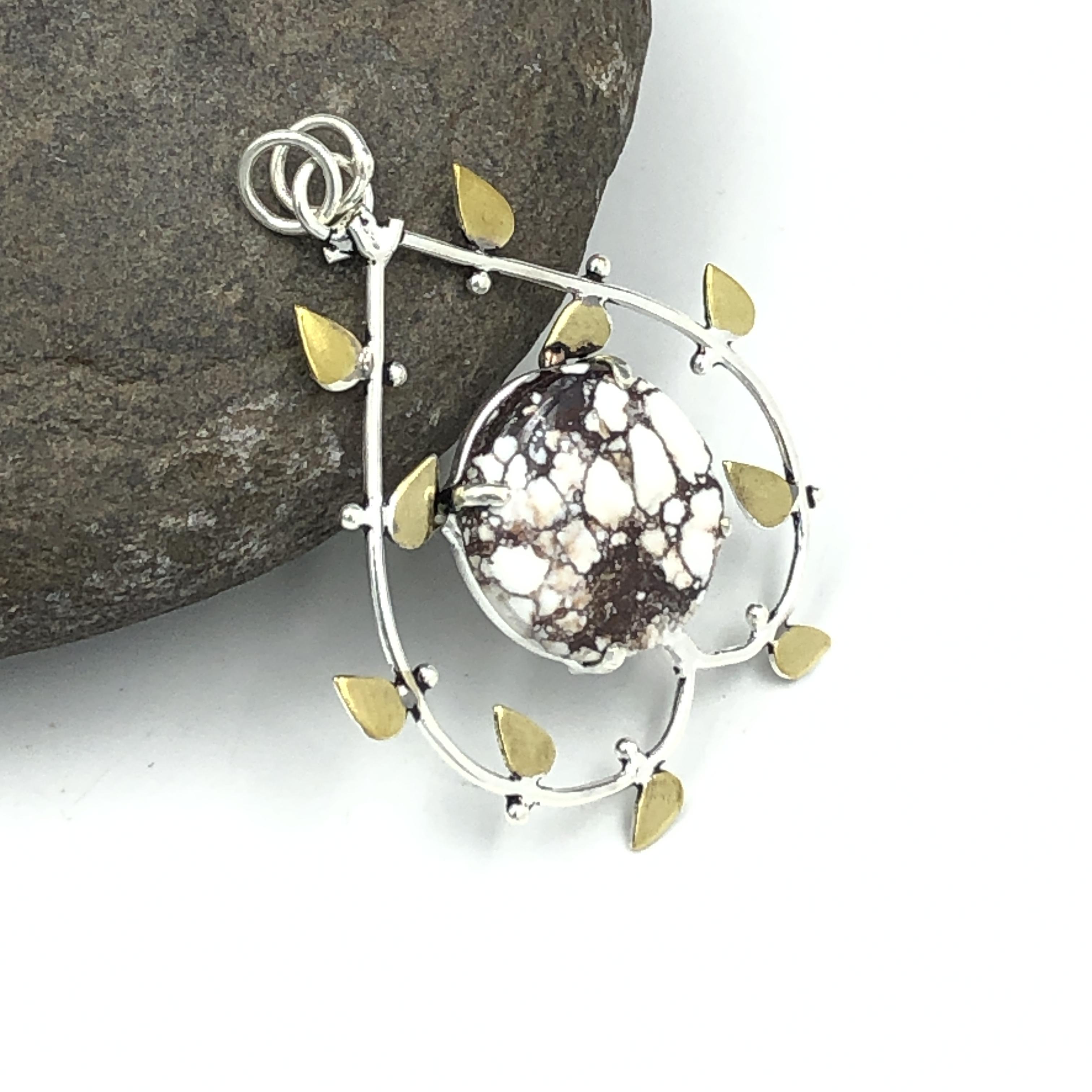 Натуральный камень дикой лошади Ювелирное изделие из стерлингового серебра 925 пробы Дизайнерский кулон 1,94  AJP-112