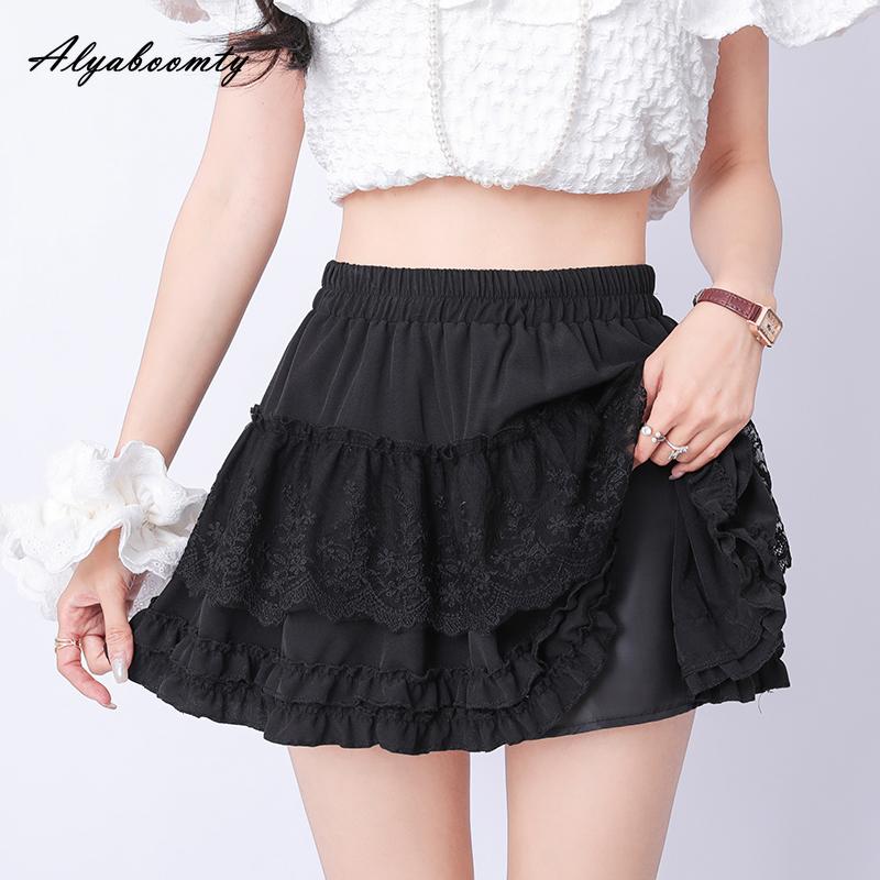 

Летняя женская балетная мини-юбка с высокой талией, черное, белое, абрикосовое, бальное платье, короткая юбка, симпатичная, кавайная, короткая, многоуровневая юбка для женщин One Size чёрный