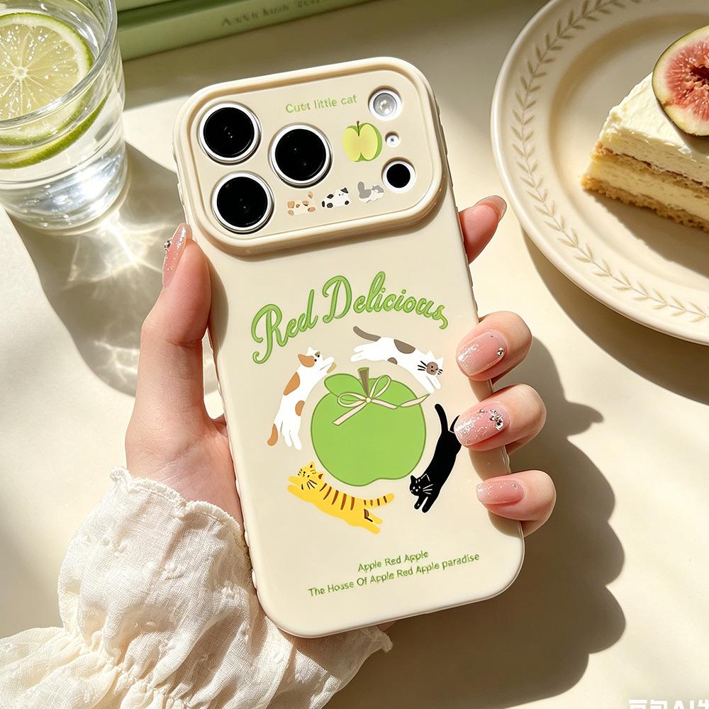 

Green Apple Cat Phone Case: Compatible with iPhone 13/15/16/17/17Pro, Drop-Proof Protection iPhone 16
