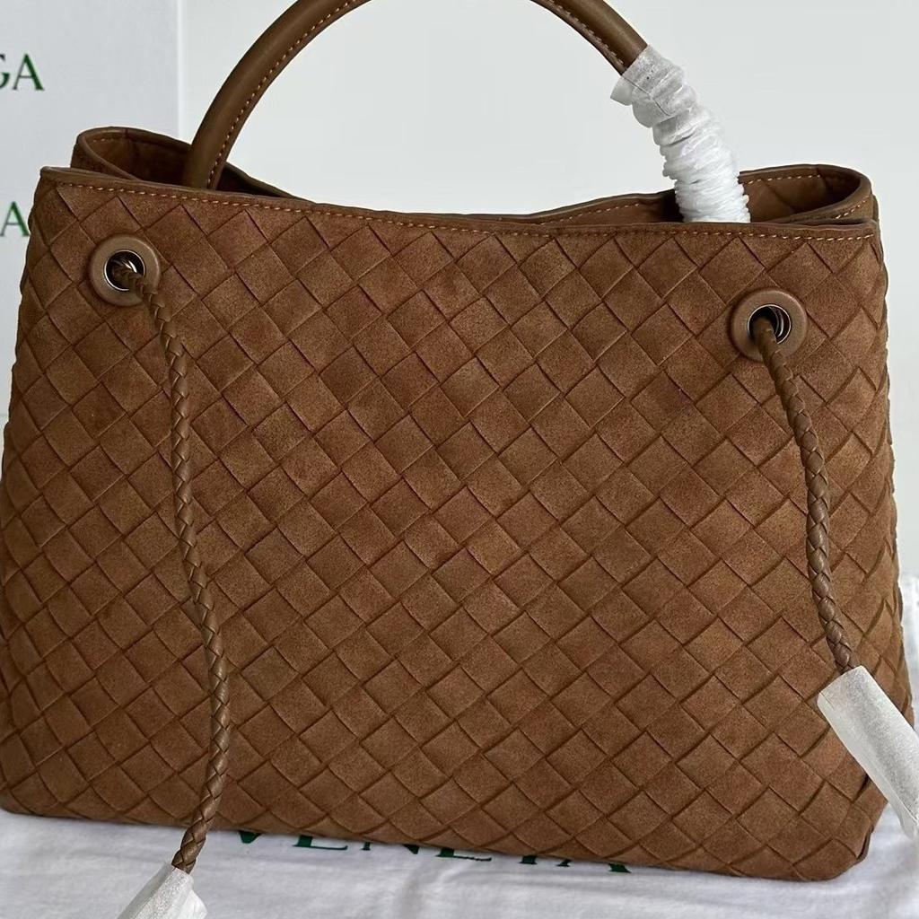 New women's bag frosted leather metal rope buckle leather woven niche simple large-capacity portable shoulder bag