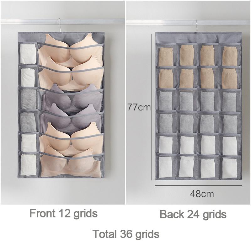 Non-Woven Double-Sided Underwear Storage Bag Wardrobe Hanging Bag Folding Clothing Organizer Transparent Socks Bra Storage Bags
