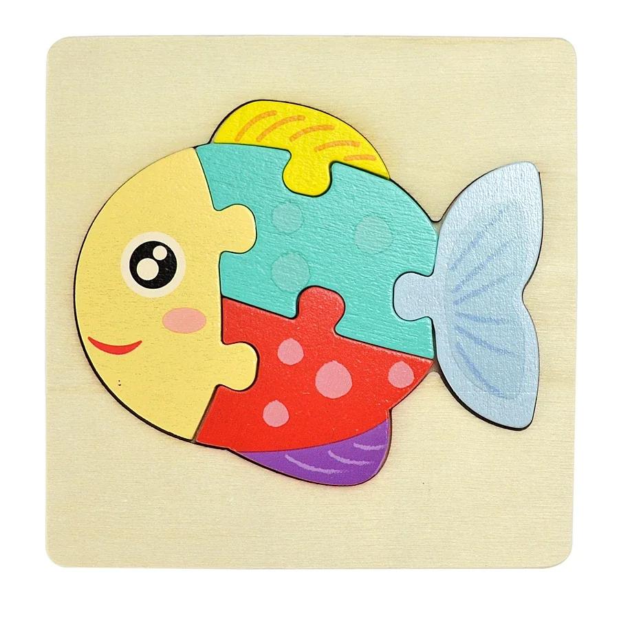 3D Puzzle Wooden Toys For Children Cartoon Animal Vehicle Wood Jigsaw Kids Baby Early Educational Learning Puzzles Wood Toys