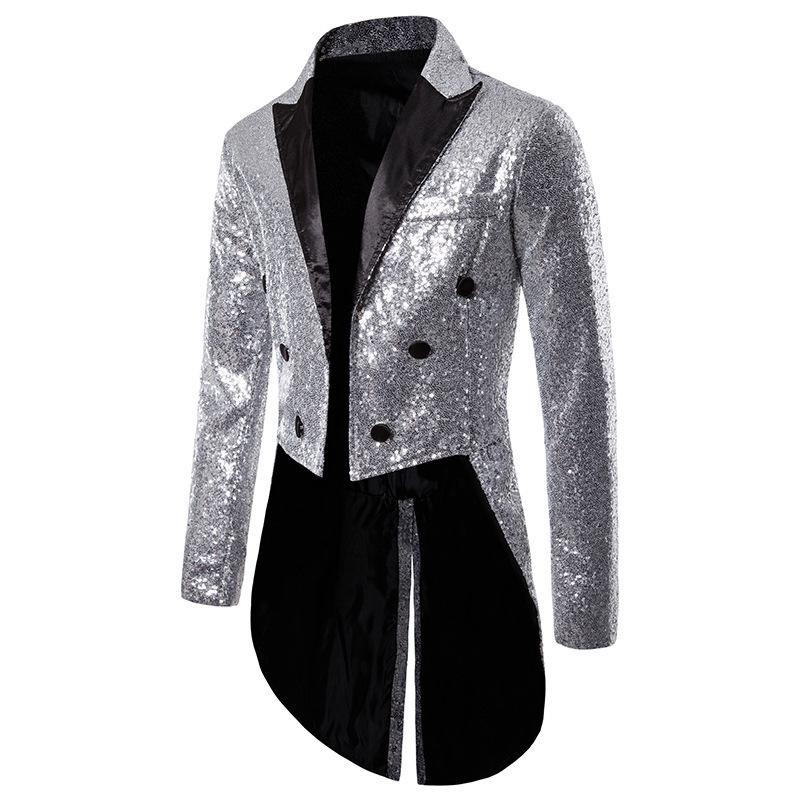 

Men s Sequined Tailcoat Blazer for Banquets, Nightclubs & Performances S