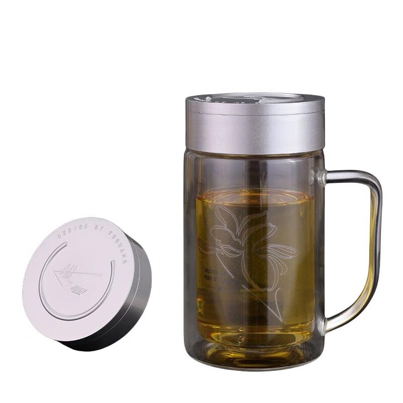 FUGUANG Double-Layer Glass Tea Cup with Handle