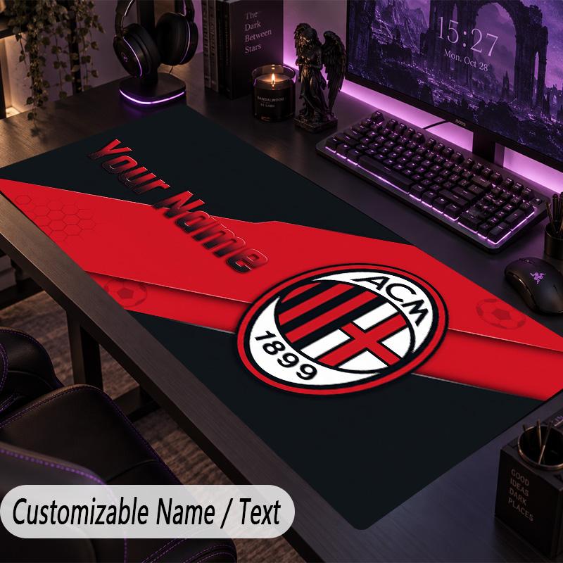Large Mouse PadAC Milan Custom Name Text Personalized Desk Mat Non Slip Gaming Pad