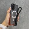 For Magsafe Magnetic Water Ripple Gradient Matte Translucent Phone Case with Wrist Strap For iPhone 16 Pro Max 15 14 13 12 Cover
