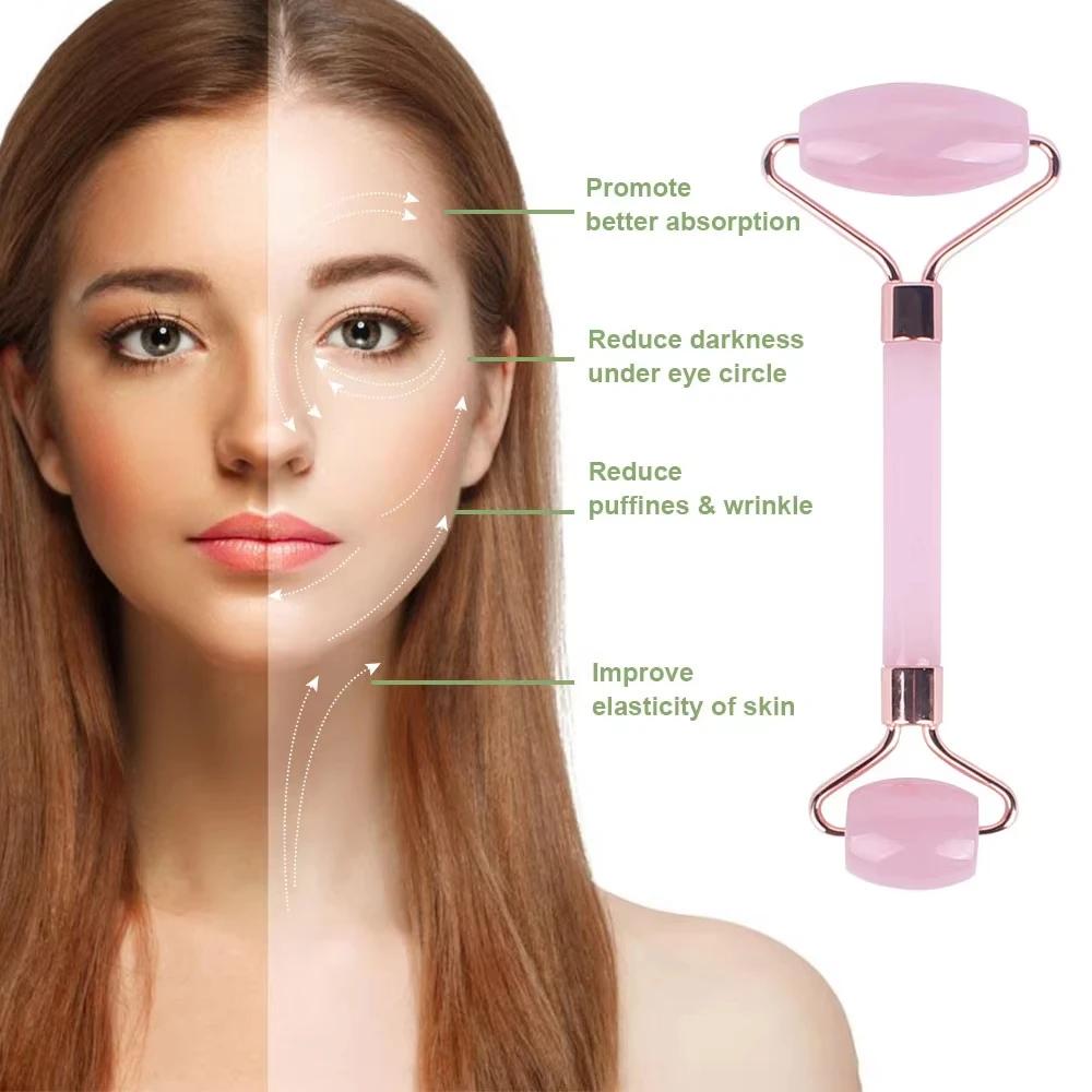 Gua Sha Massage Board for Face Rose Pink Guasha Set Plate Jade Face Massager Scrapers Tools for Face Neck Back Body