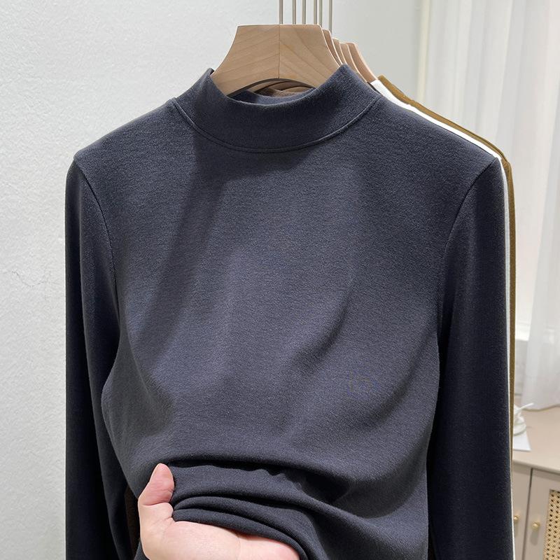 

Маленькая базовая водолазка с топом-майкой внутри, летняя новая универсальная облегающая футболка с длинным рукавом для женщин XL темно-серого