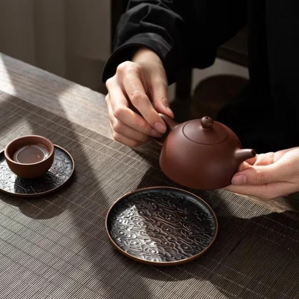 Round/Square Alloy Coaster Retro Cup Holder New Tea Tray Tea Set Accessories