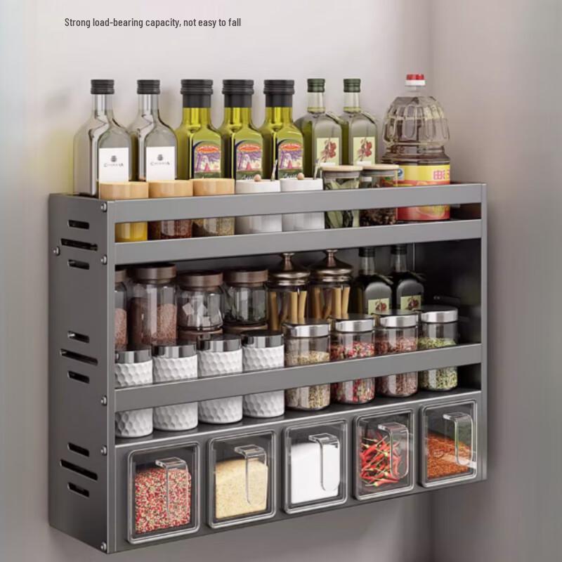 Yunshuang 3-Tier Countertop Kitchen Spice Rack with Seasoning Jars & Spoons