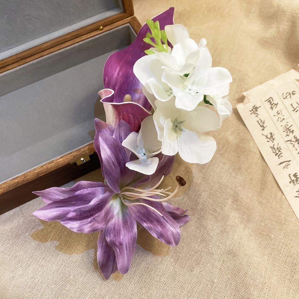 Elegant Pearl Flower Hairpin Colorful Ancient Style Hanfu Hair Accessories Headpieces Side Clip Chinese Style Hair Clip Girls