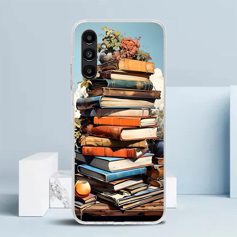 Read Books Illustration Reading Cover for Samsung Galaxy A17 A37 A57 A16 A26 A36 A56 A15 A14 A55 Phone Case A13 A53 A25 A35 A24