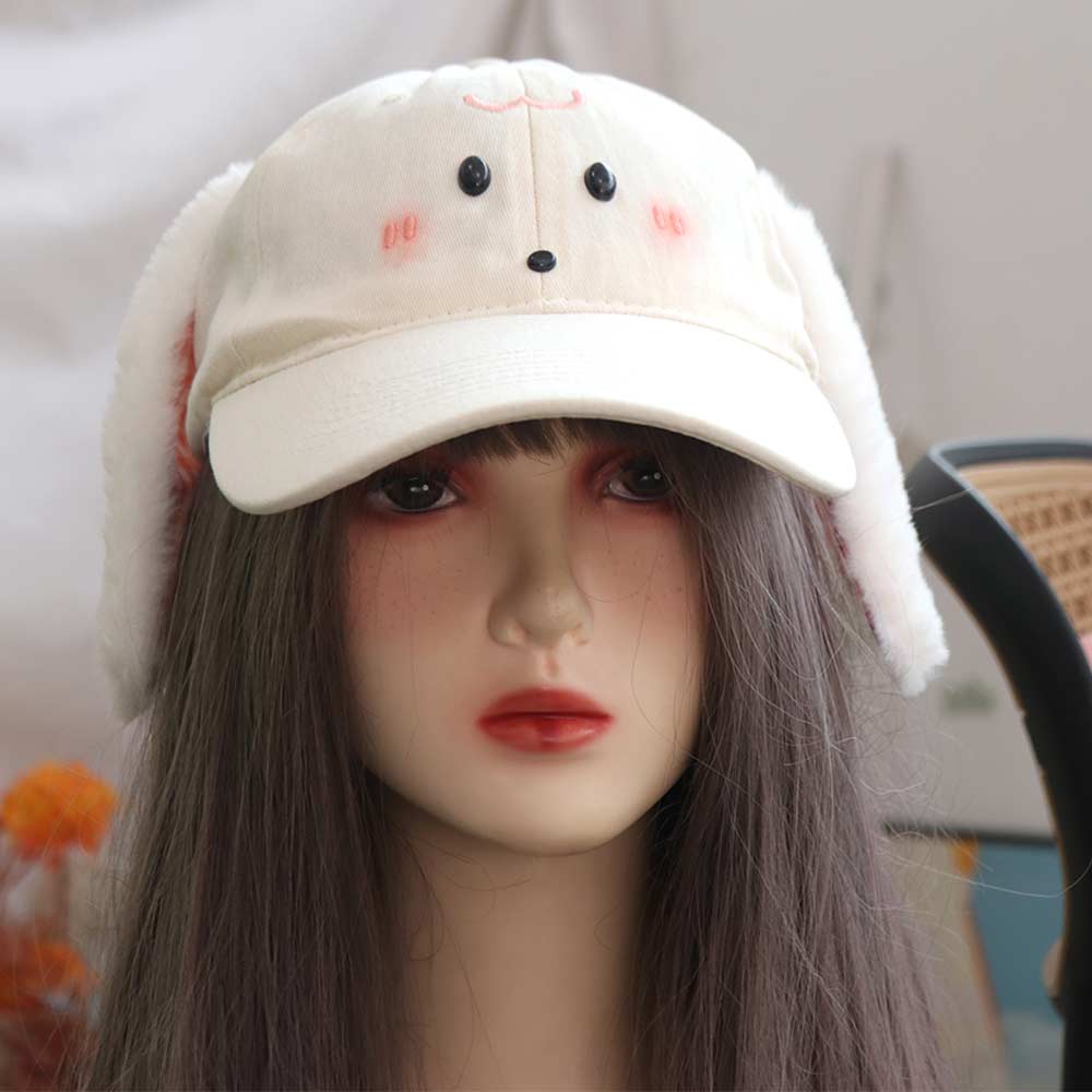 Cute Baseball Cap Plush Rabbit Ear Sunscreen Hat Trendy Peaked Cap Spring Summer