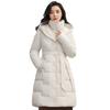 Autumn and Winter Plus Size Cotton Jacket Women's Medium-length Stand-up Collar Hooded Solid Colour Thickened Warm Temperament Cotton Clothing