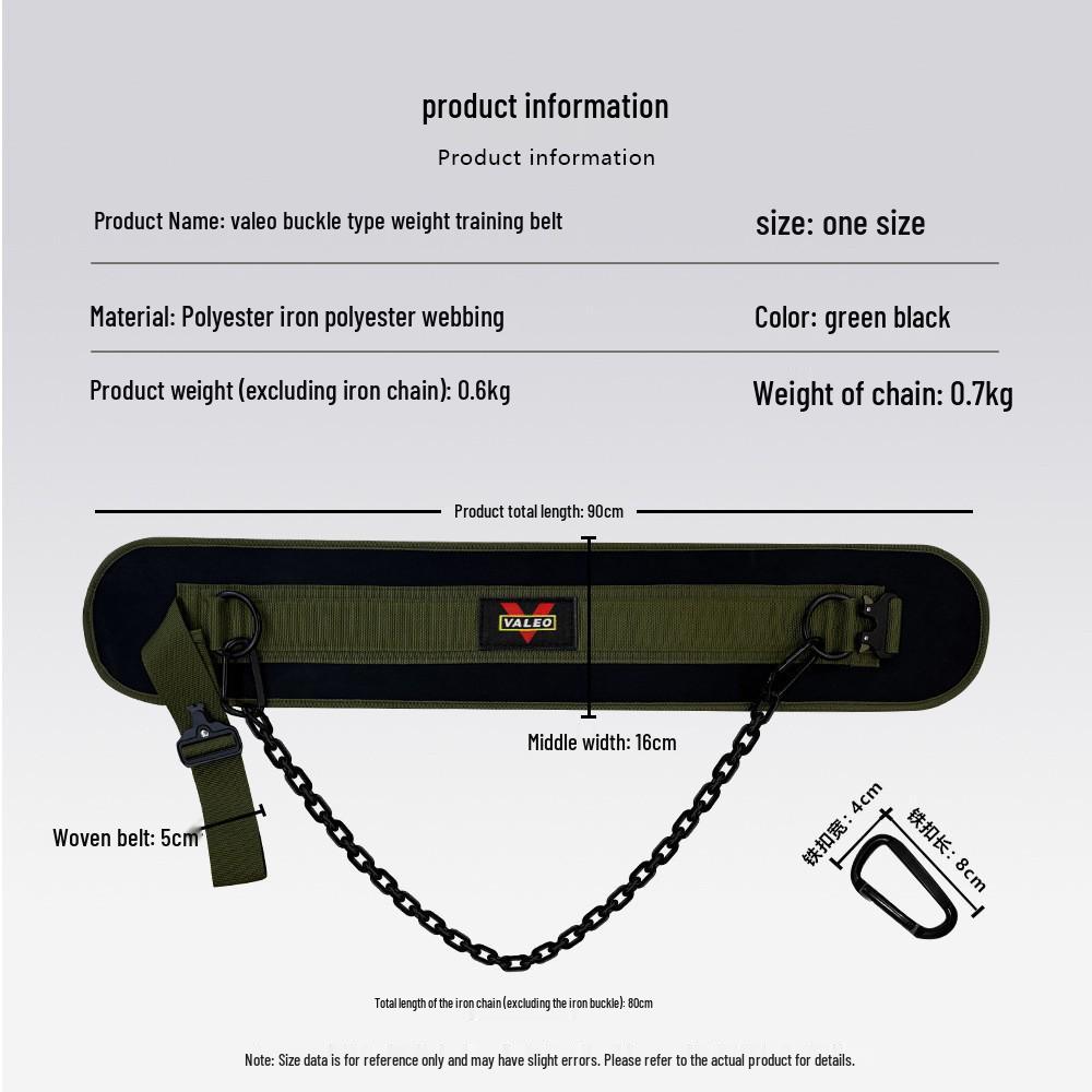 Weighted Fitness Belt with Lumbar Support for Pull-Ups, Squats, and Double Bar Exercises Featuring Iron Chain.