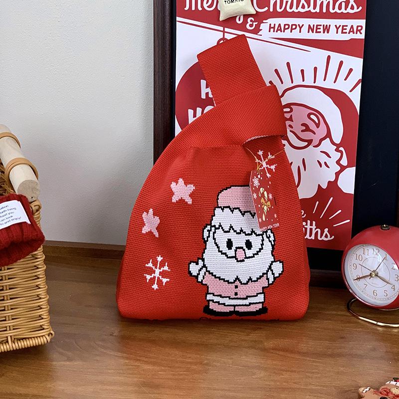 Festive Christmas Knit Tote Bag: Creative Handbag for Gifts & Candy