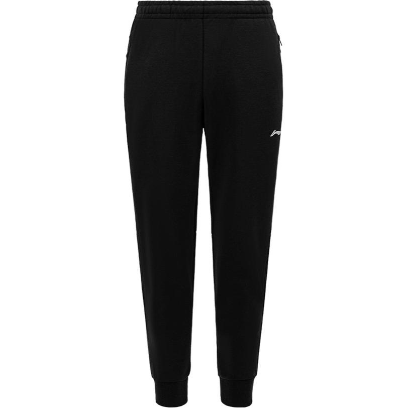 Li Ning Hooded Cardigan Drop Shoulder Long Sleeve Top Vintage Versatile Mid Waist Tied Pants Casual Sports Suit Unisex suit Black AWPF5339-1