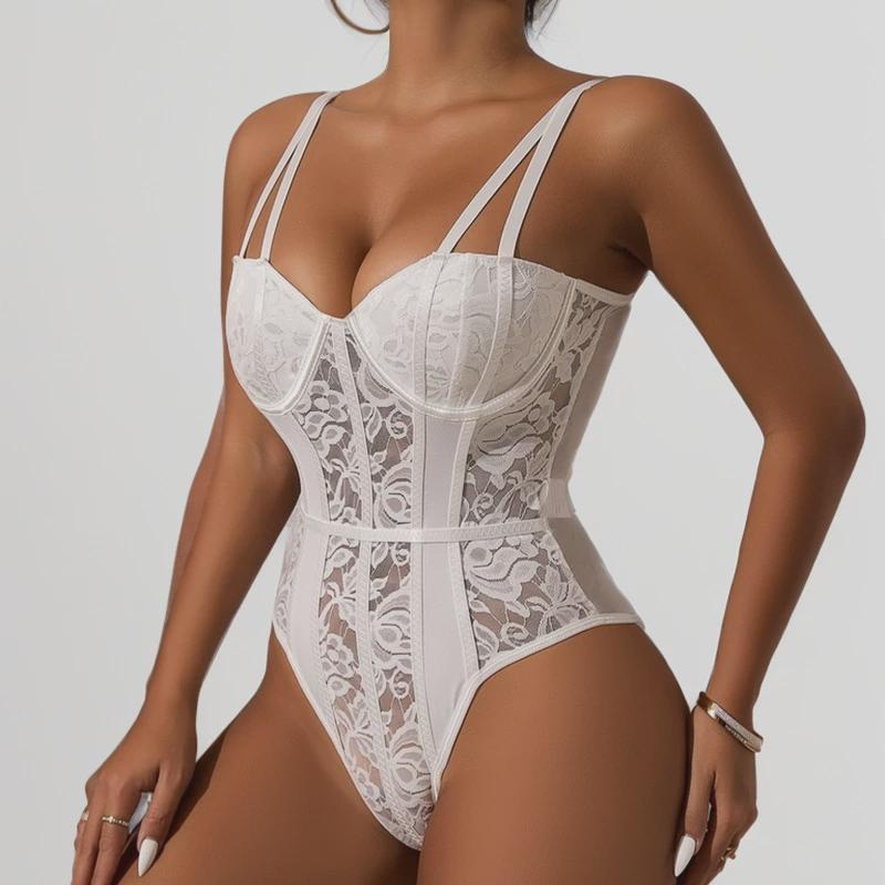 Women's Sexy Lace Camisole Bodysuit with Built-in Padding, European & American Style, High-End, Exclusive Design for Cross-Border Fashion