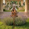 Estación de Pájaros Rústica Casa de Metal Estacas para Jardín, Decoración Comedero, Regalo Resistente a la Intemperie para Amantes Decoración de Arte en Hierro Césped Exterior Jardín Macizo Decoración Salvaje