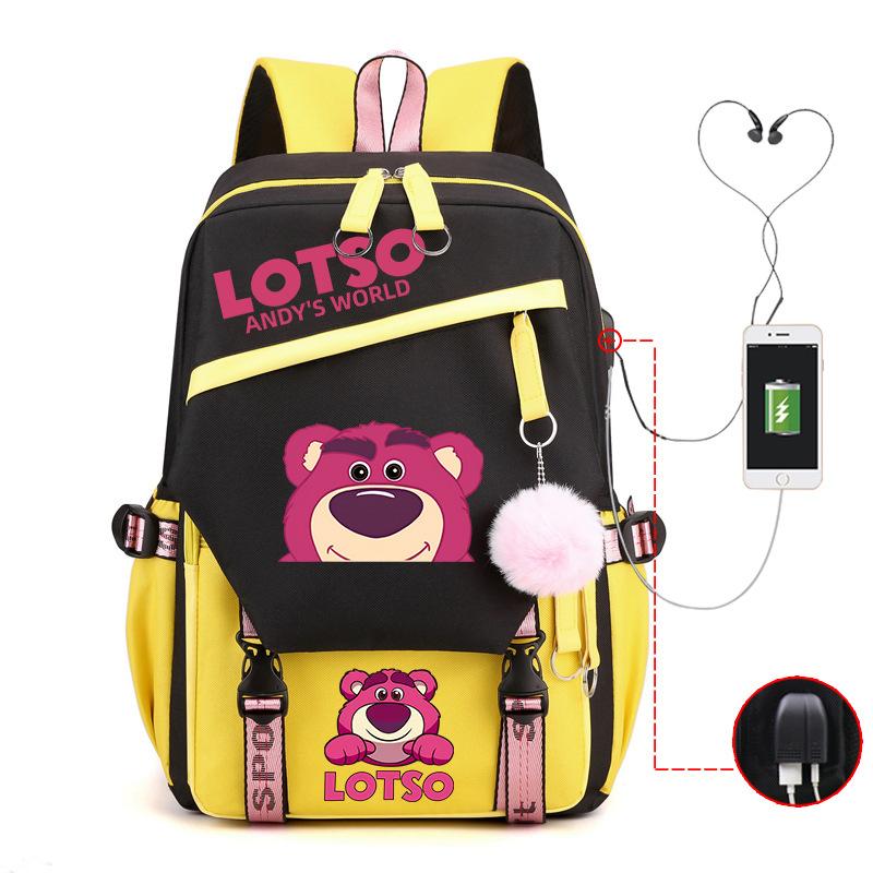 Cute Xiaoqing Strawberry Bear Peripheral High-Value Backpack Lightweight Student School Bag