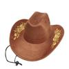 Unisex Retro Denim Floral Embroidery Jazz Hat - Western Ethnic Outdoor Style