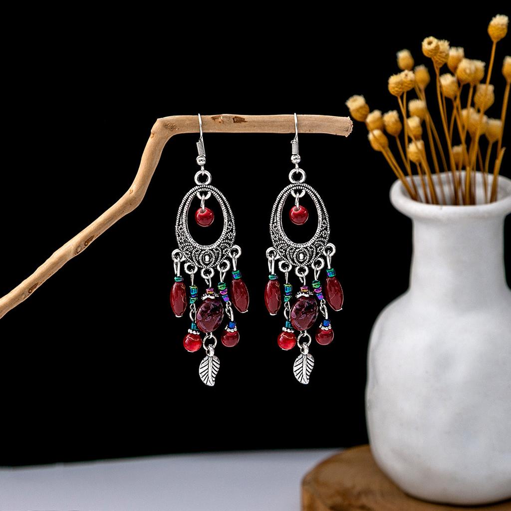 Europe, America, Bohemian Ethnic Style Stud Earrings, Long Fringed Metal Earrings, Fashion, Exotic Style Earrings Wholesale
