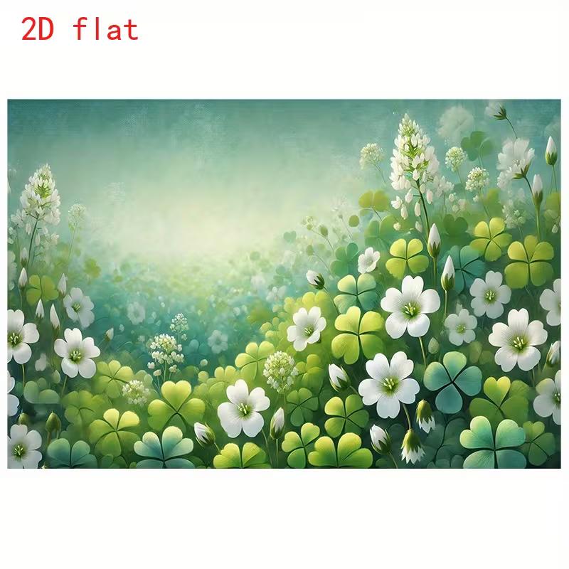 2D Soft Green Lucky Clover Nature Scenic Themed Backdrop
