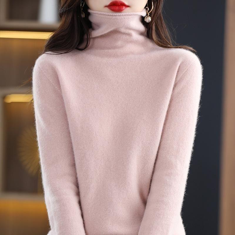 Wollrollkragenpullover Neu Einfarbig High-End Locker Joker Strickpullover Frau