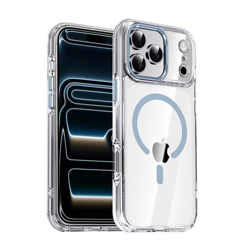 Transparent Magnetic Phone Case IPhone 17 Pro Max With Metal Camera Ring Shockproof TPU Cover Compatible MagSafe