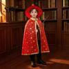 Mantello da Mago a Stelle per Bambini con Cappello per Ragazzi e Ragazze, Strega di Halloween Comodo Vestito Largo Costume di Scena Party Cosplay,