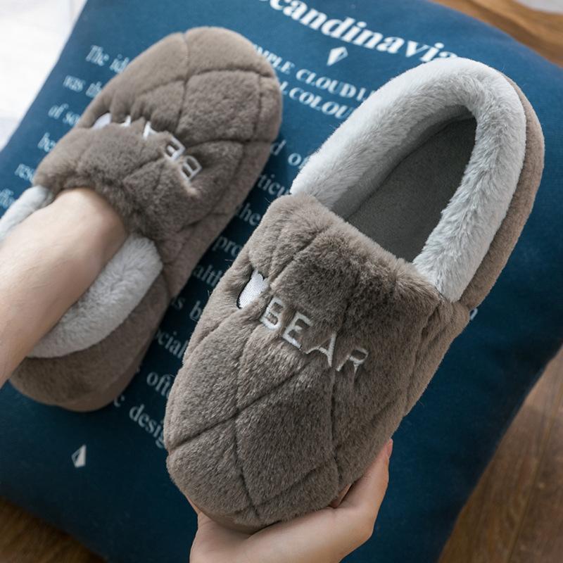 

Winter bag and indoor household thick-soled cotton slippers women s home slippers suede round head shoes fluffy slippers 44-45 yards (suitable for 43-44 feet)