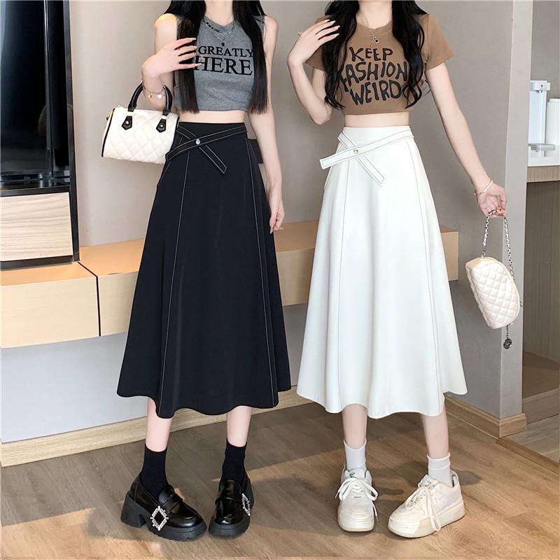Plus Size High-Waisted A-Line Midi Skirt - New Style, Hip-Covering, Slimming Umbrella Design for Women
