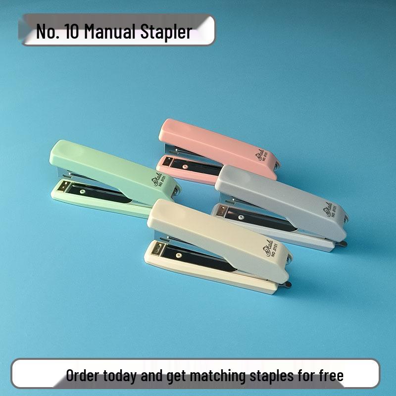 Compact Solid Color No. 10 Manual Stapler for Common Staples 151