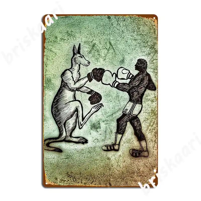 Boxing Kangaroo Metal Plaque Poster Cinema Living Room Club Bar Printing Wall Decor Tin Sign Poster 20X30CM