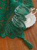 Zielony świąteczny koronkowy bieżnik z frędzlami flaga stołowa