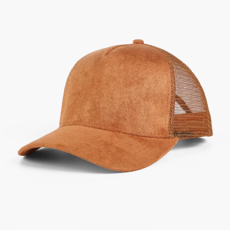 Unisex Suede 5-Panel Structured Baseball Cap With Mesh Back Breathable Sun Hat Outdoor Sports Casual Wear