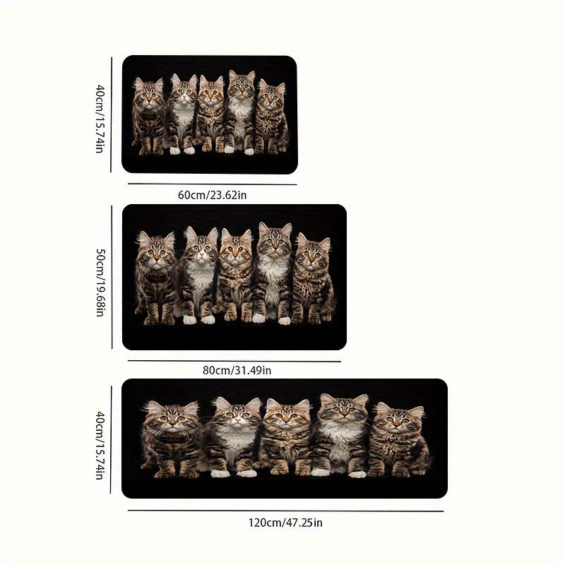 1Pcs Anti Fatigue Kitchen Rugs, Five Cats Print Waterproof Non-Slip Thick Cushioned Kitchen Mat Heavy Duty Comfort Standing Mat for Kitchen