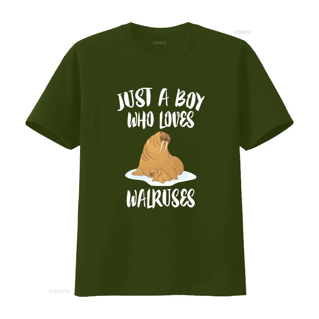 Just A Boy Who Loves Walruses T Shirt Walrus Lover Perfect For Animal Lovers Adult Kids Sizes Vintage Breathable Soft