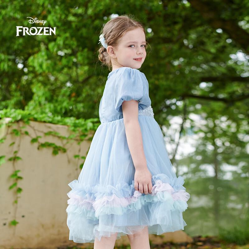 Disney Girls Elsa Princess Sequin Puff Sleeve Dress 130