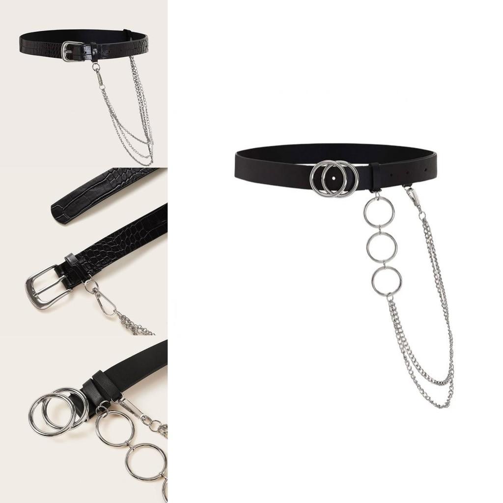 Trendy Womens Synthetic Leather Waist Belt With Alloy Buckle And Double Rings For Fashionable Looks Street