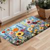 Summer Fresh Floral Pattern Kitchen Door Mat, Soft and Comfortable Bedroom Floor Mat, Bathroom Small Carpet, Absorbent Foot Mat