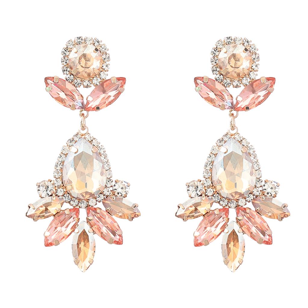 Summer New Metal Glass Rhinestone Geometric Dangle Earrings Holiday Party Trend Statement Earrings Pauli Manfi Women's Earrings