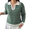 TEMU 2026 Autumn/Winter Gentle Commuting Knitwear: Diagonal Stripe Lapel Half-Button Loose Sweater