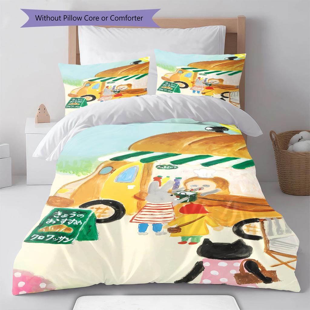 Bread Thief Pattern Bedding,Quilt Set Quilt Cover Pillowcase Home Birthday Gift (1 * Duvet Cover + 2 * Pillowcase, Without Core)