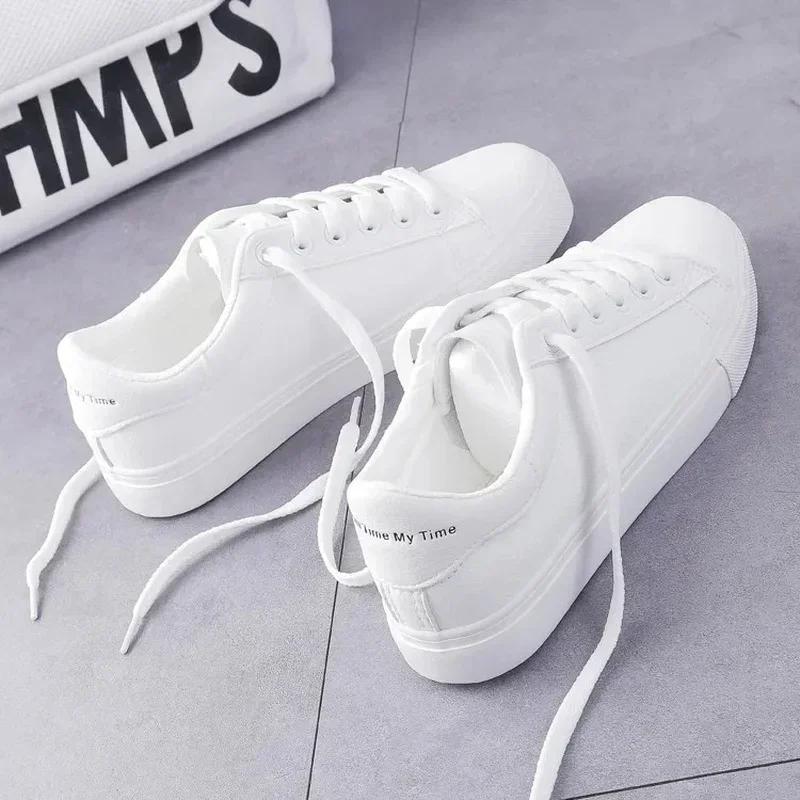 2025 Women's Vulcanize Shoes White Shoe Women Running Spring Autumn Fashion Breathable Lace-Up Casual Sneakers Zapatos De Mujer