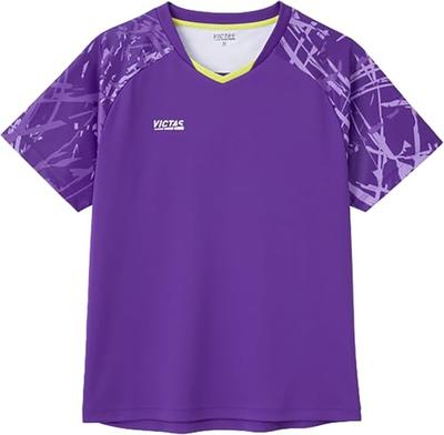 VICTAS Table Tennis Uniform, J.T.T.A (Japan Table Tennis Association) Approved, Sweat-wicking, Quick-drying, Unisex, Streak Sleeve Game Shirt, Violet,