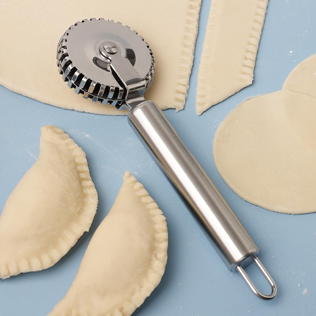 1 Stück Dekorativer Rollschneider aus Edelstahl, Multifunktionaler Kantenroller zum Backen, Ganzstahl-Prägewerkzeug