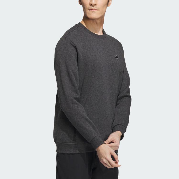 Adidas Go-To Crewneck Sweatshirt Solid Logo Golf Long Sleeve Sweatshirt Men Sweatshirt Metallic-Black IA2609